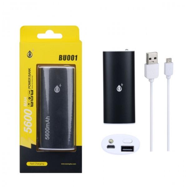 PowerBanka PLUS BU001 5600mAh Black se svítilnou