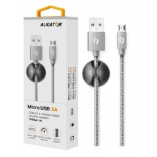 Datový kabel ALIGATOR Premium 2A MicroUSB, 1M šedý