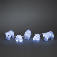 Lední Medvídci LED 9cm, 5ks IP44 bílých medvědů, venkovní