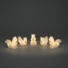 Svítící Veverky LED 12cm, 5ks IP44 malých veverek, venkovní