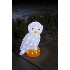 Bílá sova LED 56x, IP44 36cm venkovní s 5m přívodem