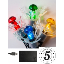 Mini vánoční řetěz ASTRA LED 5,7m 20ks retro Muchomůrek, USB/baterie