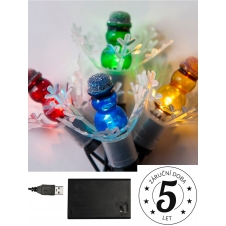 Mini vánoční řetěz ASTRA LED 5,7m 20ks retro Sněhuláků, USB/baterie