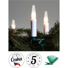 Vánoční řetěz ASTERIA SVP-16 LED, 10,5m 16ks 14V/0,2W bílých svíček, bílý sokl