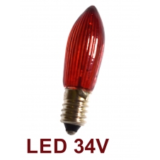 Červená žárovka LED E-10 34V Filament pro 7x34V svícen 1ks