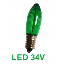Zelená žárovka LED E-10 34V Filament pro 7x34V svícen 1ks