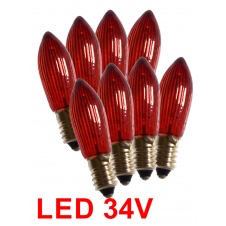 Žárovky červené LED E-10 34V Filament pro 7x34V svícen 8ks
