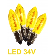 Žluté žárovka LED E-10 34V Filament pro 7x34V svícen 4ks