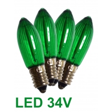 Zelené žárovky LED E-10 34V Filament pro 7x34V svícen 4ks