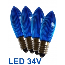 Modré žárovky LED E-10 34V Filament pro 7x34V svícen 4ks