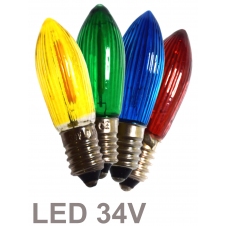 Žárovky LED E-10 34V  Filament MIX 4ks barev pro svícny 7x34V