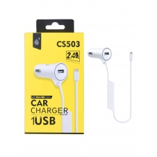 Nabíječka do auta ALIGATOR CS503 1xUSB 2,4A s MicroUSB spiral 60cm kabelem