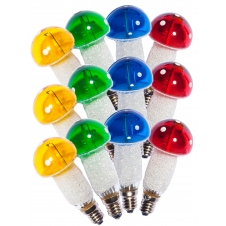 Žárovky pro řetěz LED Muchomůrky E-10 20V/0,2W 12ks MIX barevné 1ks