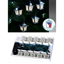 Vánoční řetěz LED LUCERNIČKY retro stříbrné, 10ks bílých lucerniček