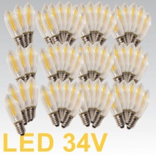 Balení žárovek E-10 34V LED Filament pro 7x34V svícen, 100ks čiré